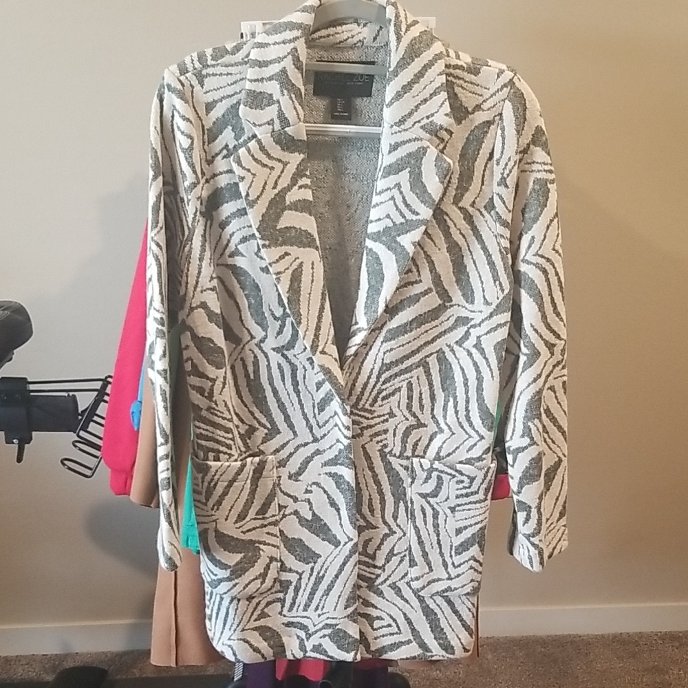 Rachel Zoe Green and White Zebra Blazer
